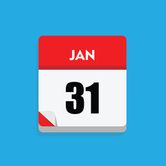 calender icon, 31 january icon with blue background