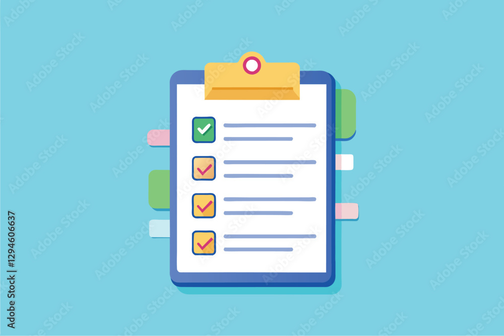 Poster a customizable note list featuring checkboxes for tasks, visually designed for mobile use and organi