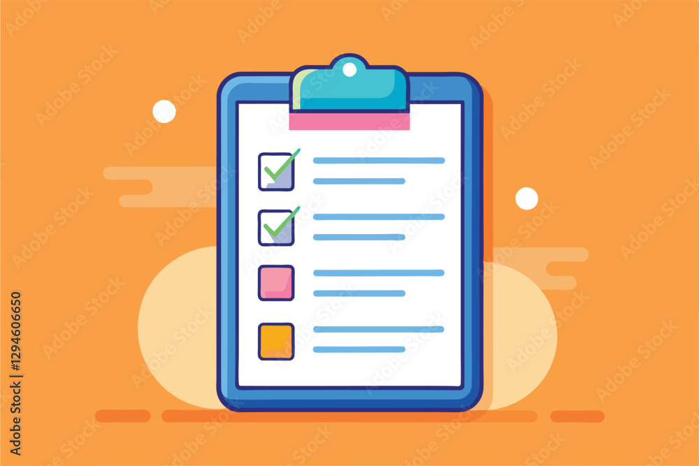 Aufkleber a vibrant note list illustration featuring checkboxes for tracking tasks, ideal for mobile use, mobi