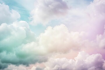 Fototapeta premium Soft pastel hues paint the sky, with gentle, billowing clouds.