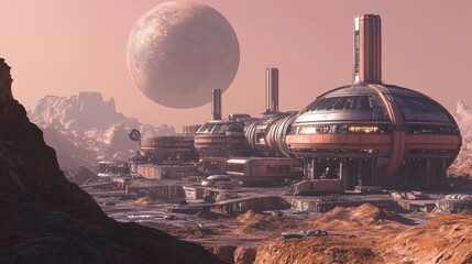 A human-alien collaborative settlement on a distant planet 