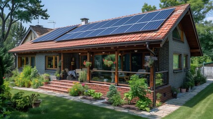 Obraz premium Solar panels on the roof of the house