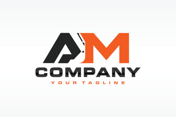 letter AM excavator logo