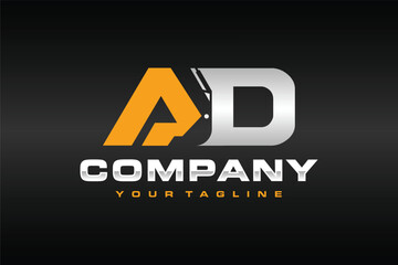 letter AD excavator logo