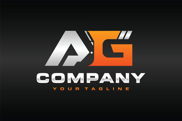 letter AG excavator logo