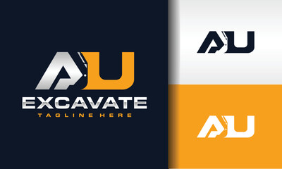 letter AU excavator logo