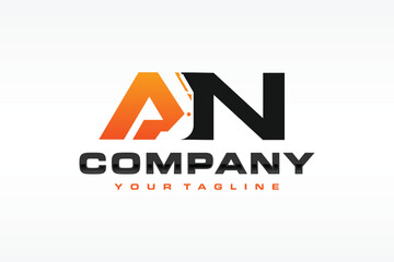 letter AN scoop excavator logo