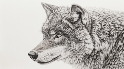 Fototapeta premium Gray Wolf Profile, Studio Portrait, White Background