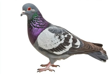 Fototapeta premium A rock pigeon isolated on a white background 