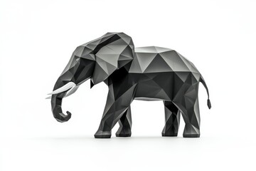 A 3D elephant model isolated on a white background for creative design.