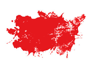 Red grunge paint splatter with rough edges