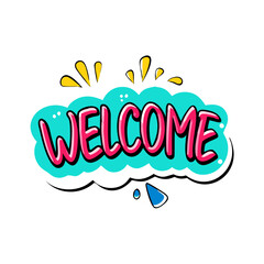 Colorful welcome text with splash effect