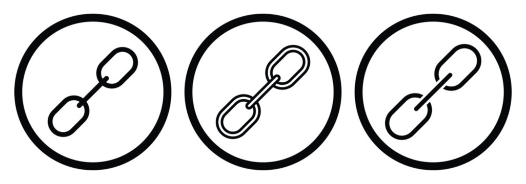 Chain symbol icon simple vector symbol. Chain solid icon. Link Icons in Different Variations.. Hyperlink Outline Icon. Outline Icon Social Media Link shows a link to the profile. Design eps 10. 