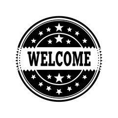 Fototapeta premium Circular welcome stamp with stars