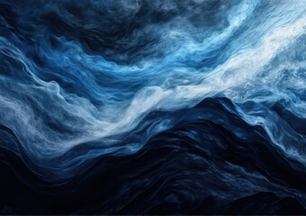 Fototapeta premium Blue Azure and White Flowing Abstract Waves. Modern Dynamic Background for Design Projects