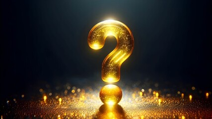 isolated 3d render of yellow jelly model of question mark symbol in dark background