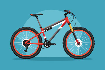 Fototapeta premium A vibrant mountain bike with a unique design, showcasing customizable features and bright colors, Mountain bike Customizable Disproportionate Illustration
