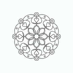 Simple Floral Mandala Coloring Page Line Art Printable