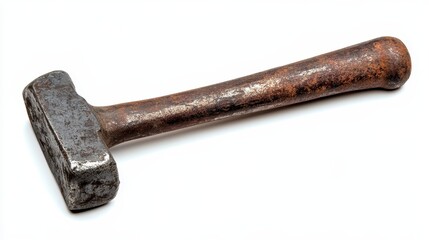 Vintage Hammer and Chisel Duo. Aged Metal Tools for Repair on Crisp White Background