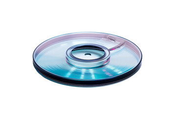 Reflective Blu-ray disc isolated on transparent background.