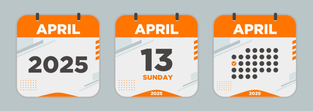 Modern Calendar icon. April. 2025 13 day. The concept of waiting for an important date. Day calendar with date April 13. Cheklist day calendar. Vector illustration.