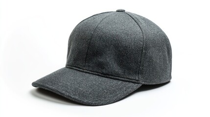 A gray snapback hat with a subtle textured fabric and embroidered logo area, isolated on a white background