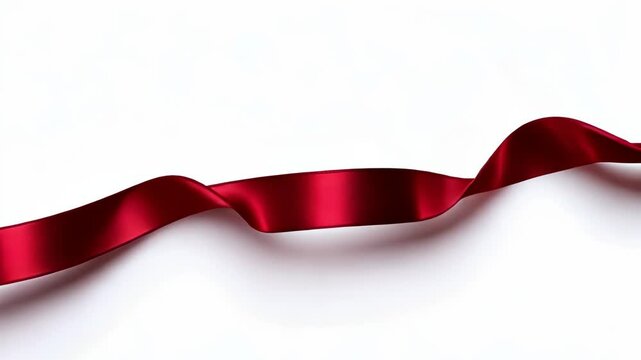 Banner Template with red satin ribbon and red ribbon band. Gifts, belts, and bands - Isolated - white background.