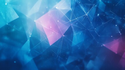 Abstract Geometric Network Background with Blue and Pink Triangles