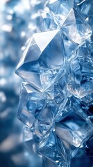 Shimmering Ice Crystals in Abstract Formation with Blue Tones