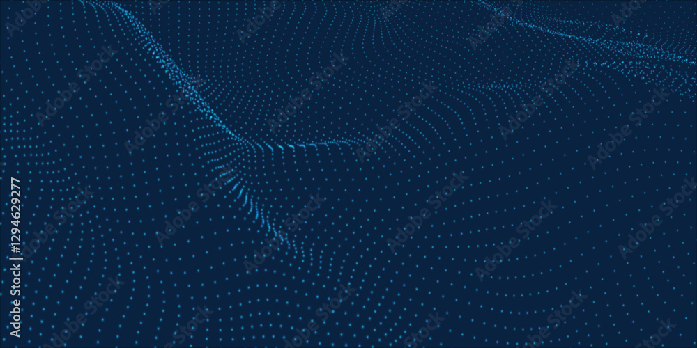 Poster futuristic dot wave. abstract digital particle wave. technology background. colored musical wave. da