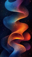 Abstract Colorful Waves with Starry Background in Deep Space
