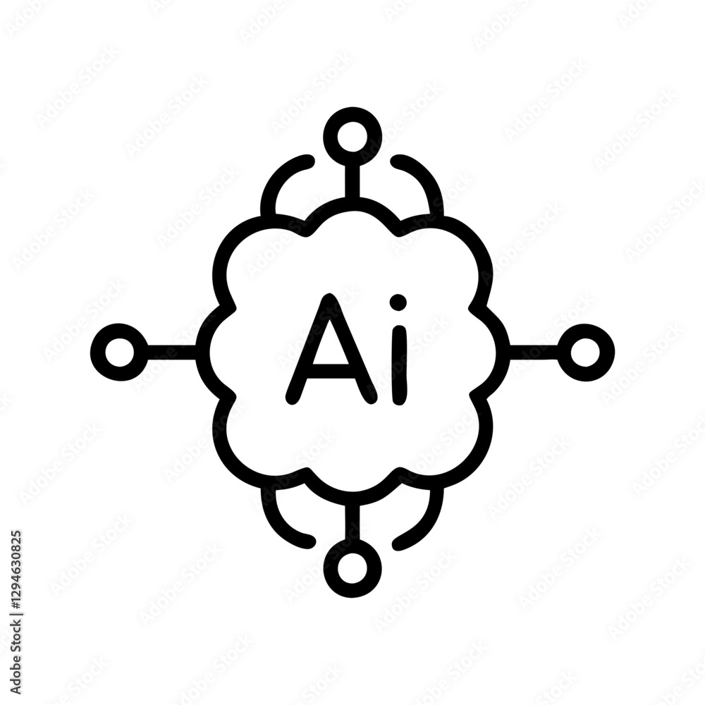 Poster ai cloud computing with line art. the design features interconnected nodes, highlighting the digital