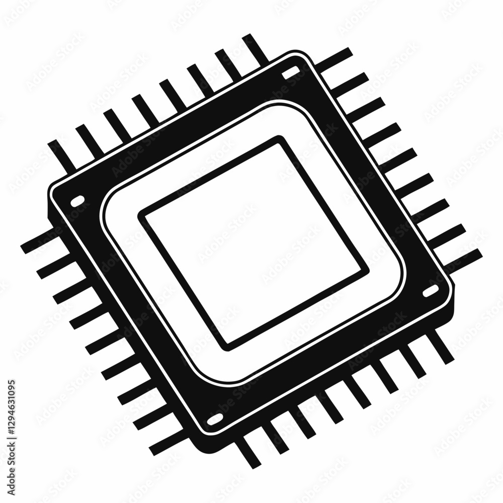 Poster a black and white image of a cpu chip, an essential component in modern computing