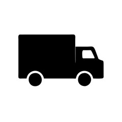 a black silhouette of a delivery truck on a plain background, ready to transport goods