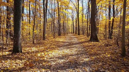 Obraz premium Autumn Forest Path Sunlight