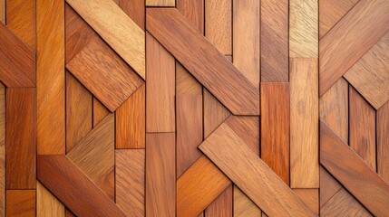 Geometric Wood Slat Panel Background for Modern Design, Textured wooden flooring with various shades of brown.