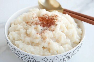 Creamy, nutritious dish perfect for a diet weight loss plan, featuring a sprinkle of cinnamon on top. Concept highlights importance of healthy eating in successful diet weight loss plan.