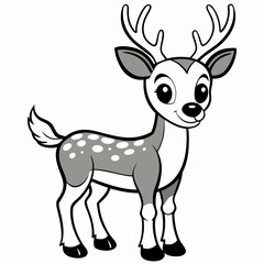 a cartoon illustration of a cute deer with big eyes and antlers