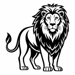 Obraz premium a majestic lion standing with confidence, This graphic image features a powerful symbol of strength, courage, and leadership