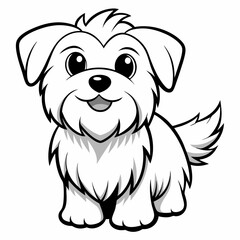 Obraz premium a cute cartoon drawing of a happy puppy sitting and smiling with lovely eyes