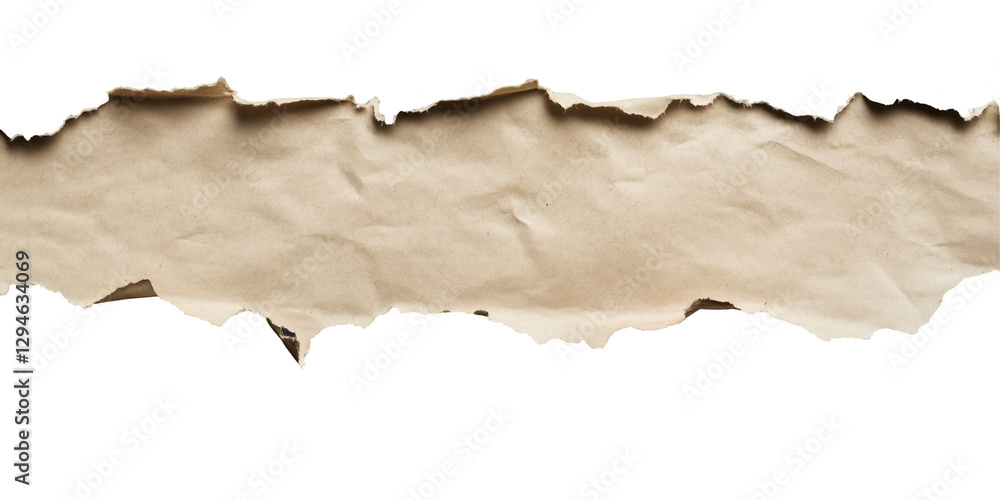 Aufkleber torn paper edge: a close-up captures the raw texture of aged paper with a ragged torn edge, inviting
