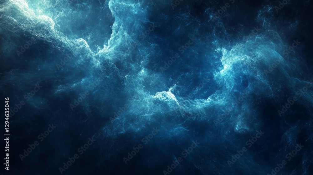 Poster a mesmerizing display of swirling clouds in deep shades of blue and teal captures the essence of the