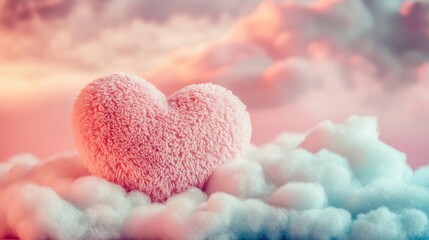 Obraz premium Heart-shaped cloud fantasy sky digital art dreamy environment aerial view love concept