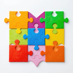 Fototapeta premium Colorful Puzzle Pieces: Teamwork & Solutions