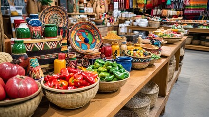 Fototapeta premium Colorful artisanal goods display in store