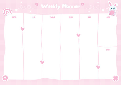 Cute weekly planner pastel color
