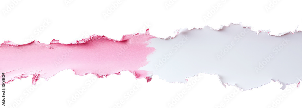 Poster torn paper texture: abstract pink and grey torn paper texture with ragged edges against a white back