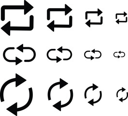 Refresh reload icon flat set. isolated on transparent background. update, Refresh, reload animation Circular Arrow sign rotation Cyclic Reiteration or renewal symbol.