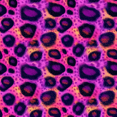 Bright Purple Leopard Print with Intense Contrast and Dramatic Highlights