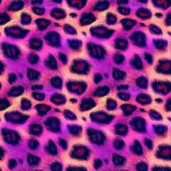 Obraz premium Vibrant Neon Pink Leopard Fur Seamless Pattern with Realistic Fur Texture and Gradient Shading